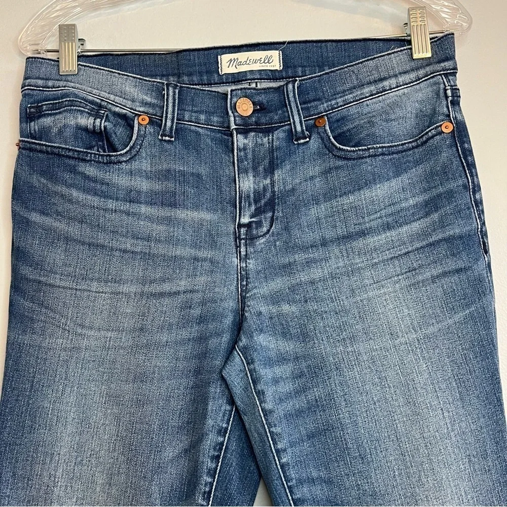 Madewell Womens Skinny Skinny Whiskering Stone Wash Jeans in Blue Size 28